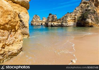 Ponta da Piedade summer coast (group of rock formations along coastline of Lagos town, Algarve, Portugal).