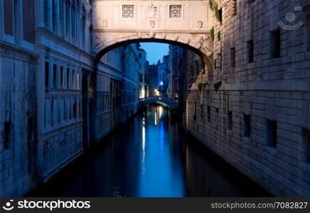 Ponte dei Sospiri in Venice at dusk, Italy