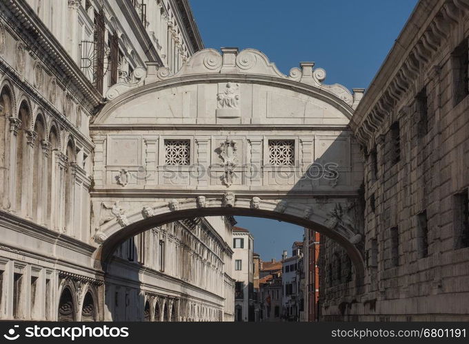 Ponte dei Sospiri (meaning Bridge of Sighs) in Venice, Italy