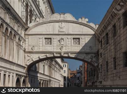 Ponte dei Sospiri (meaning Bridge of Sighs) in Venice, Italy