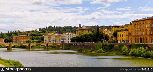 Ponte delle Grazie, is the new bridge landmark on Arno River. Color saturated.