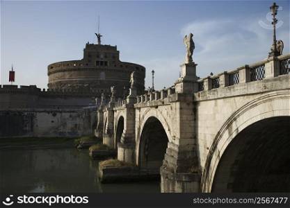 Ponte Sant&acute;Angelo bridge and Castel Sant&acute;Angelo in Rome, Italy.