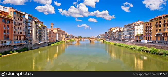 Ponte Vecchio bridge and Florence waterfront panoramic view, Tuscany region of Italy