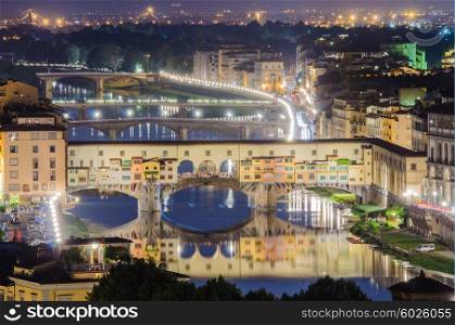 Ponte Vecchio bridge in Florence at night