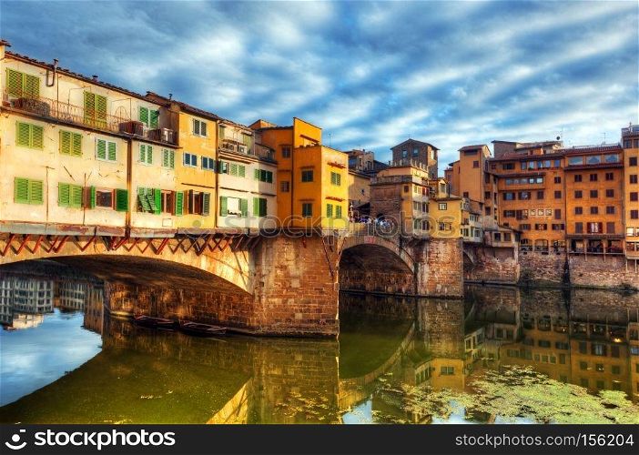 Ponte Vecchio bridge in Florence, Italy. Arno River. Tuscany. Ponte Vecchio bridge in Florence, Italy. Arno River. 