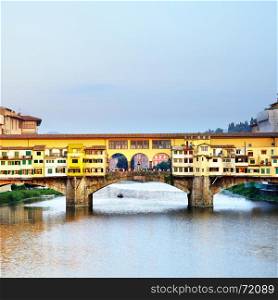 Ponte Vecchio bridge over Arno river in Florence, Italy