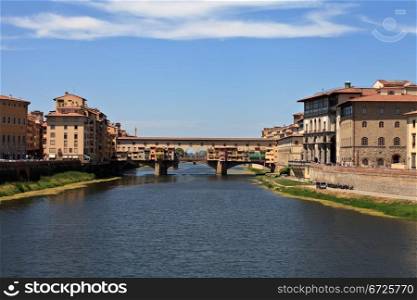 Ponte Vecchio in florence on Arno river. Italy. Europe.