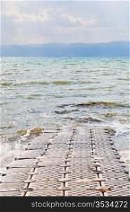 pontoon pier on coast of Dead Sea, Jordan