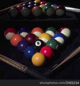 Pool balls on a pool table