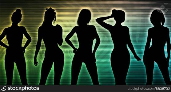 Pool Party Design Abstract Background with Women. Pool Party Design