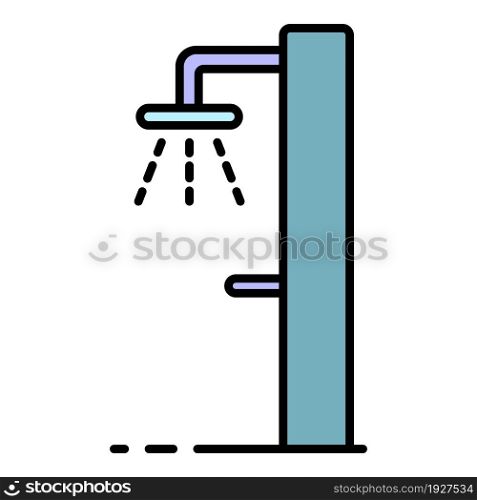 Pool shower icon. Outline pool shower vector icon color flat isolated. Pool shower icon color outline vector