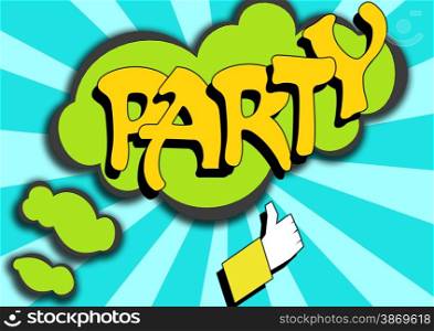 Pop Art comics icon with party word image with hi-res rendered artwork that could be used for any graphic design.. Pop Art comics icon with party word