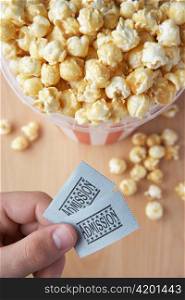 Popcorn and cinema tickets