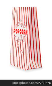 Popcorn bag isolated on the white background