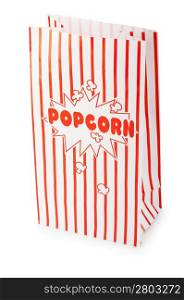 Popcorn bag isolated on the white background