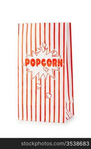 Popcorn bag isolated on the white background