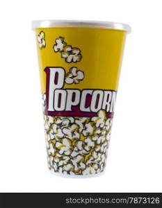 Popcorn bucket. Popcorn bucket red and yellow on a white background