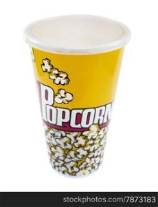 Popcorn bucket. Popcorn bucket red and yellow on a white background