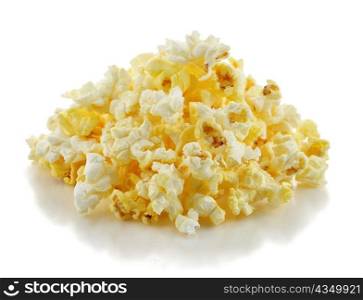 popcorn , close up shot on white background