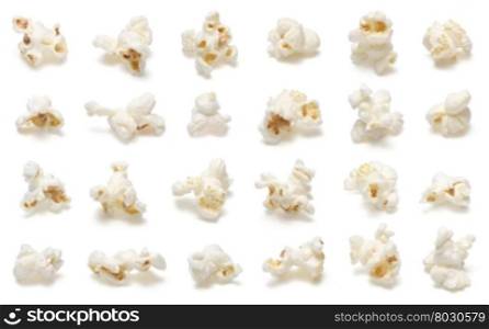 Popcorn collection isolated on white.