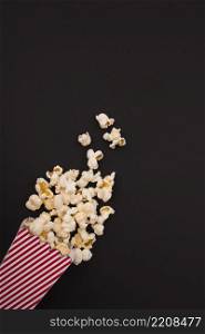 popcorn composition black background with copy space