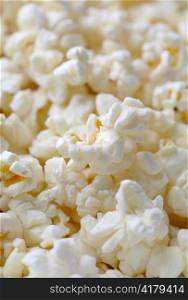 Popcorn in closeup, shallow depth of field.