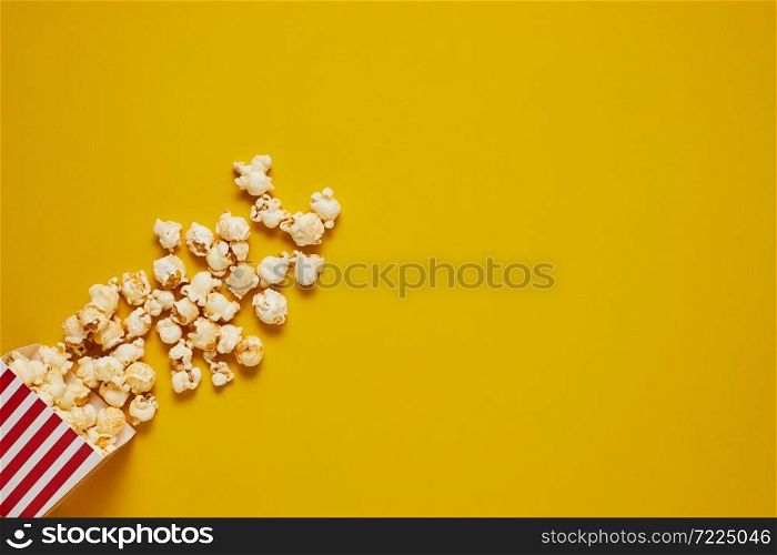popcorn on pastel background.. popcorn on color background.