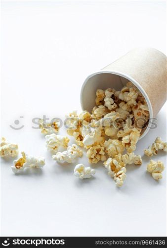 Popcorn paper bucket on white background