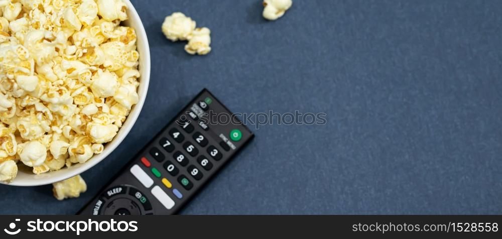 Popcorn with TV remote For watching movies online