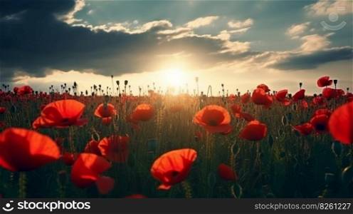Poppy flower background for Anzac day. Illustration Generative AI 