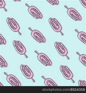 Popsicle seamless pattern illustration, Cute Popsicle on blue background.. Ice cream on a stick seamless pattern on blue background