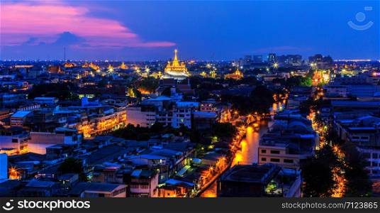 Popularly known as the Golden Mount located in Bangkok Thailand at twilight zone