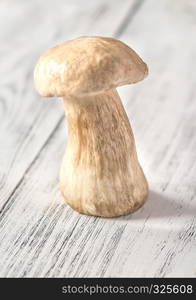 Porcini mushroom on the wooden background