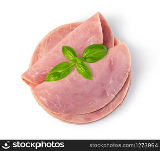 pork ham slices isolated on white background. pork ham slices on white background