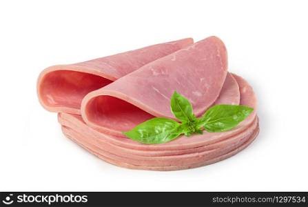 pork ham slices isolated on white background. pork ham slices on white background