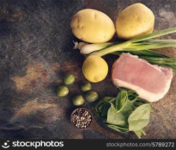 Pork Roast with Gold Potatoes and Spinach