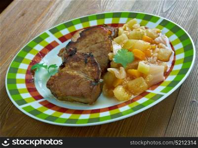Pork with chanterelle stew .Finnish cuisine