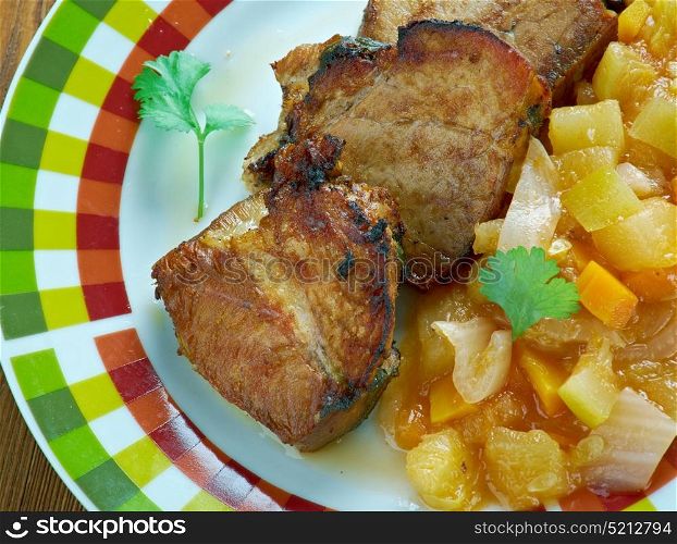 Pork with chanterelle stew .Finnish cuisine