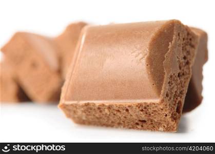 porous chocolate bars isolated on white