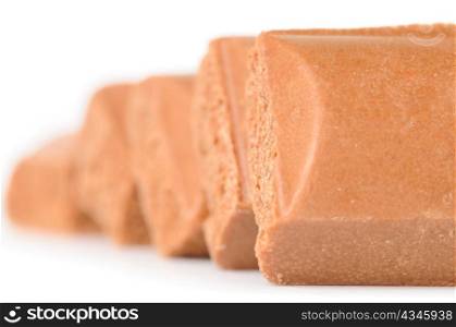 porous chocolate bars isolated on white