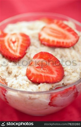 porridge with fresh strawberry