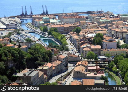 Port and streets in Rijeka, Croatia