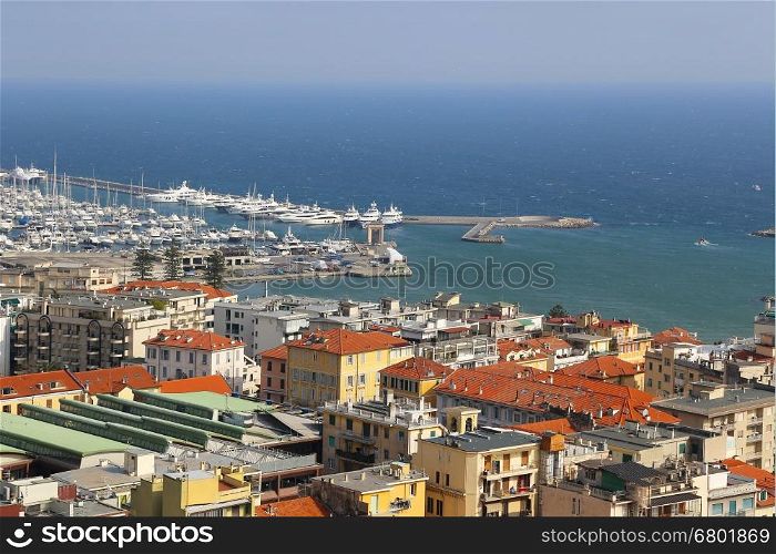 Port and view of Sanremo (San Remo) on Italian Riviera, Provincia di Imperia, Liguria, Italy