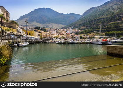 port boats and surrounding landscape in sicily castellammare del golfo