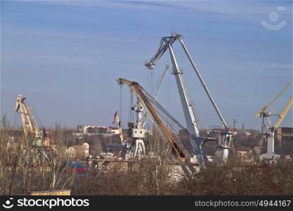 Port crane in shipyard