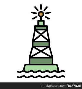 Port marine buoy icon. Outline port marine buoy vector icon color flat isolated. Port marine buoy icon color outline vector