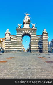 Porta Garibaldi gate (1768 ) in Catania, Sicily, Italy