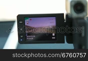 Portable car dvr digital video recorder with lcd screen installed in windshield