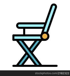 Portable chair icon. Outline portable chair vector icon color flat isolated. Portable chair icon color outline vector