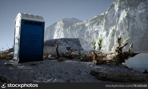 Portable mobile toilet in the beach. chemical WC cabin